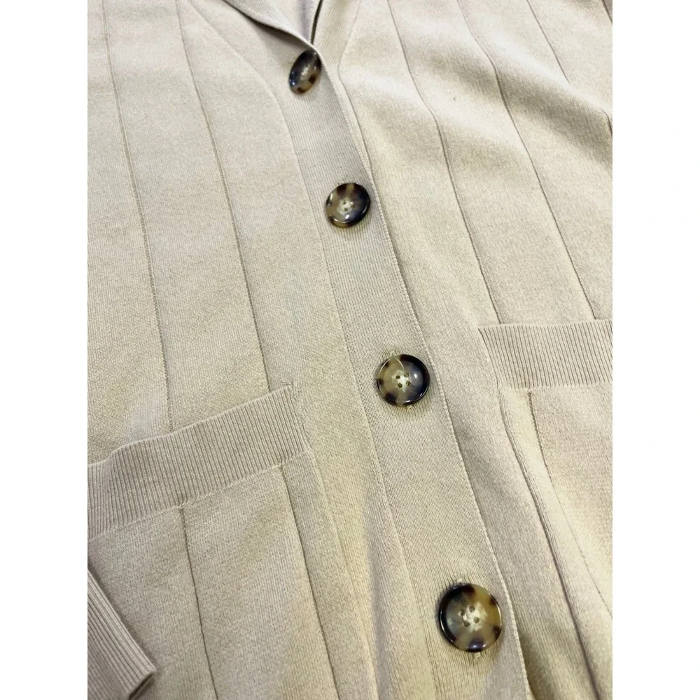 LA LIGNE New York Beige Ribbed Knit Shawl Collar Cardigan‎ Cashmere Sweater XS